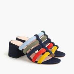 J. Crew  Strappy Sandals Multicolor navy Suede Slides Size 7